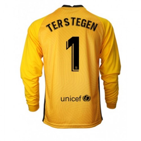 Billiga Fotbollströjor FC Barcelona Ter Stegen 1 Målvakt tröja 2020/21 M002 Långärmad